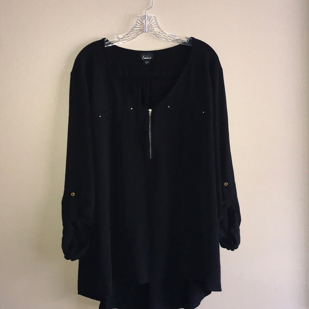 Women’s Black Hi-Low Top with Gold detail